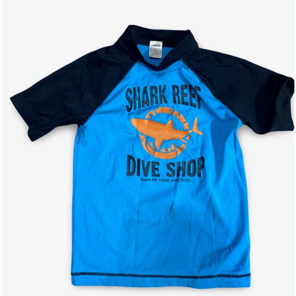 Gymboree Boys Rash Guard Size 8 Blue Black Swim Top